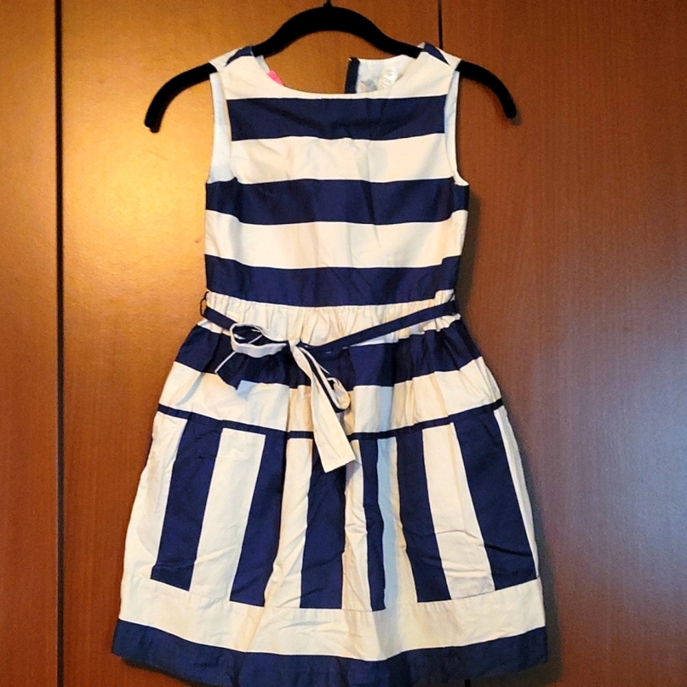 Crewcuts Dress Navy and White Stripe size 8